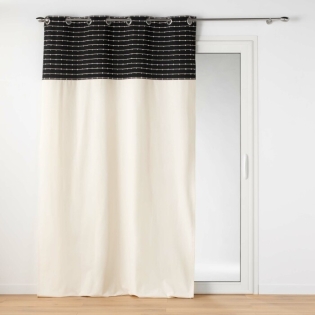 Rideau tamisant 140 x 240 cm coton recyclé + fils coupés Linechic Noir