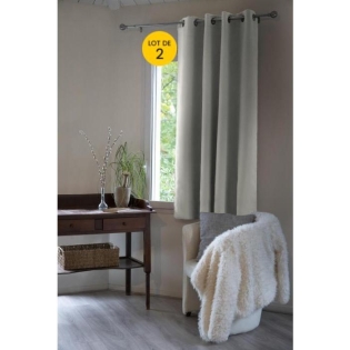 Lot de 2 Rideaux occultant luxe spécial petites fenêtres 140 x 180 cm Obscure Gris