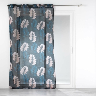 Voilage a oeillets 140 x 240 cm voile sablé imprimé Belline Bleu