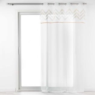 Panneau a oeillets 140 x 240 cm voile sable+top applique metal levi Blanc/or