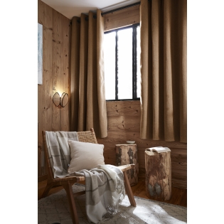 Lot de 2 Rideaux Ultra Occultants Doublés Polaire – Bjorn Camel – 140 x 180 cm