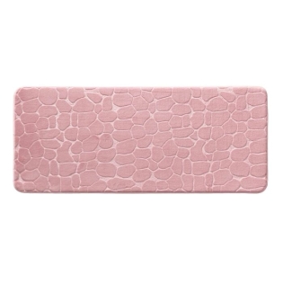 Tapis de bain 50 x 120 cm microfibre unie relief ricochet Rose Poudre