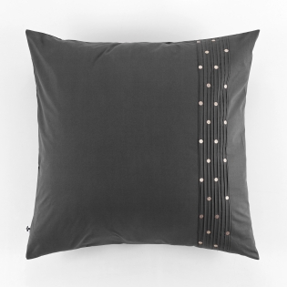 Taie d'oreille brodée 100% coton luxe 57 fils 63 x 63 cm Agathe Anthracite