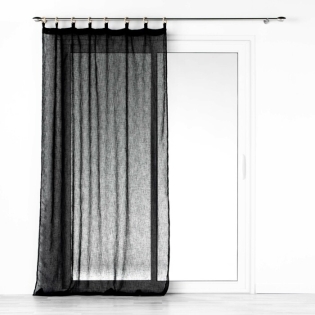 Voilage a oeillets bois 140 x 240 cm voile tissé Minalisa Noir