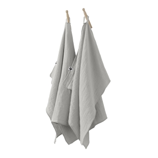 Lot de 2 essuie-mains gaze de coton 50 x 70 cm nuage Gris