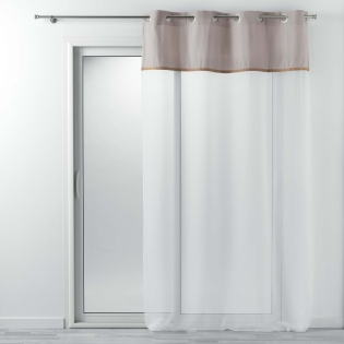 Voilage à oeillets 140 x 240 cm voile uni + jute gris kelonia