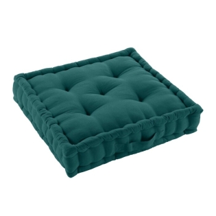 Coussin de sol 50 x 50 x 10 cm coton/polyester recycle grs twily Emeraude