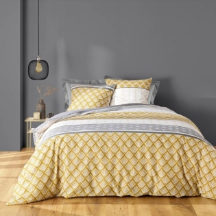 Parure 3 p. 240 x 220 cm polycoton  52 fils Stria Ocre