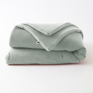 Édredon 180 x 240 cm - Double Gaze de Coton 125 gr/m² - Uni Gaïa Eucalyptus