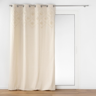 Rideau a oeillets 140 x 240 cm coton/polyester uni+top tufté Inca