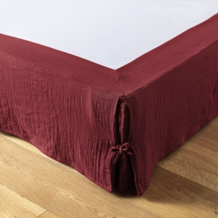 Cache-sommier gaze de coton 180 x 200 cm Gaia lie de vin Bordeaux