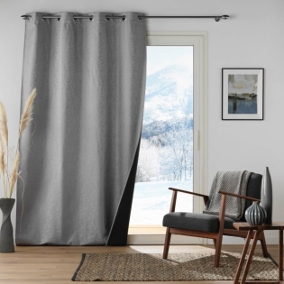 Rideau à oeillets isolant thermique 140 x 260 cm jacquard Polarine Gris
