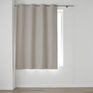 Rideau a oeillets 135 x 180 cm 100% occultant/chambray uni Occultiss Beige