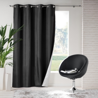 Rideau à œillets isolant thermique Icemount Noir 140 x 260 cm - dos en polyuréthane