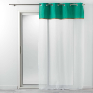 Voilage à oeillets 140 x 280 cm voile uni + jute vert kelonia