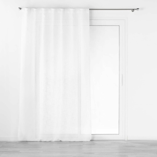 Voilage a passants caches 140 x 240 cm effet lin tisse Haltona Blanc