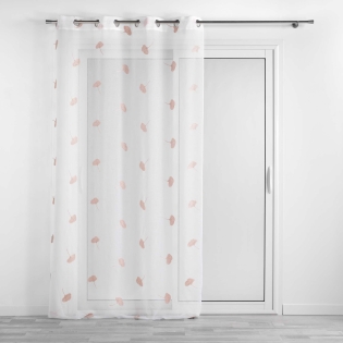 Voilage a oeillets 140 x 280 cm voile sablé brodé Ariella Blanc/rose