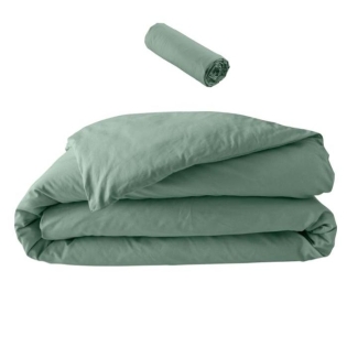 Pack parure en percale 78 fils 240 x 220 cm + DH 140x190 Tilleul