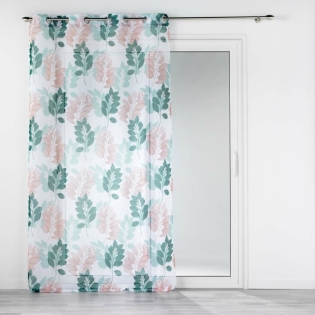 Voilage a oeillets 140 x 240 cm voile sablé imprimé Belline Blanc-émeraude
