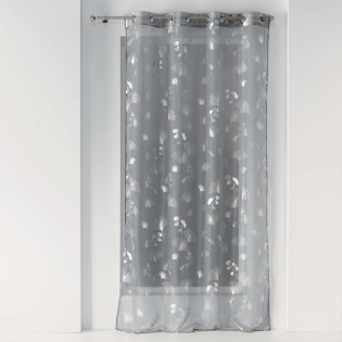 Voilage a oeillets 140 x 240 cm voile Bloomy Gris/argent