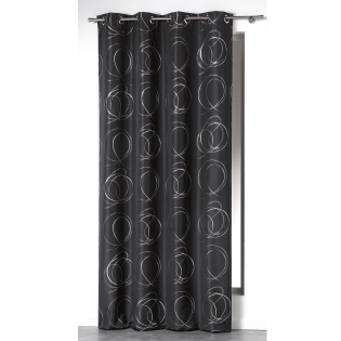 Rideau a oeillets 140 x 260 cm polyester imprime argent bully Anthracite