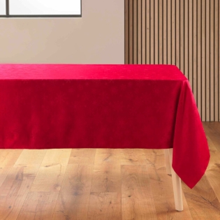 Nappe rectangle 140 x 240 cm jacquard flocons Rouge