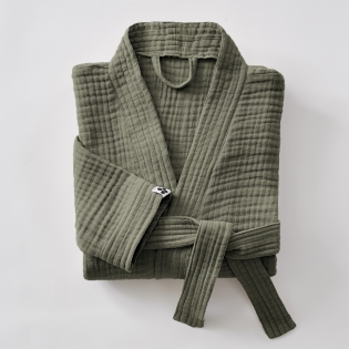 Peignoir Kimono Mixte S/M – Double Gaze de Coton Gaïa Romarin