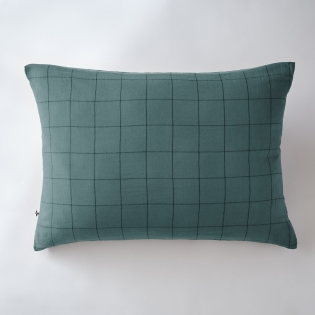 Taie d'oreiller gaze de coton tissée  50 x 70 cm Gaia Match Bleu canard
