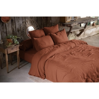 Pack gaze de coton parure de couette 260X240 cm + drap housse 160X200 + 2 taies 60x60 Orange Orange