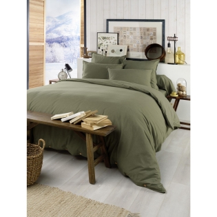 Housse de couette flanelle 200 x 200 cm candice romarin Kaki