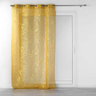 Voilage à oeillets 140 x 240 cm imprimé métallisé Belflor Jaune/Or