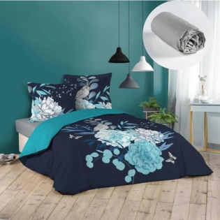 Pack housse de couette 220x240 cm Siffloti + drap housse 140x190 Gris