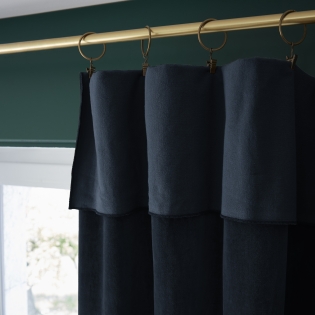 Rideau ajustable + 8 anneaux pince  140 x 270 cm velours de coton césar minuit Bleu foncé