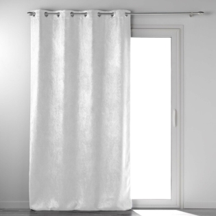 Rideau grande hauteur 135 x 280 cm occultant velours frappé Melodie Blanc