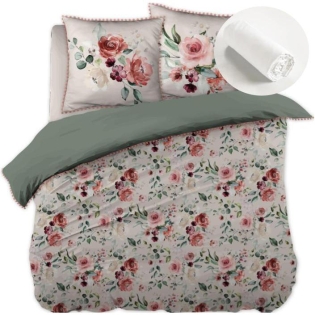 Pack housse de couette 200x200 cm Jardin + drap housse 140X190 Blanc