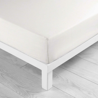 Drap housse 2 personnes 140 x 200 cm uni 57 fils lina Blanc