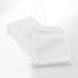 2 gants de toilette 15 x 21 cm eponge unie tendresse Blanc