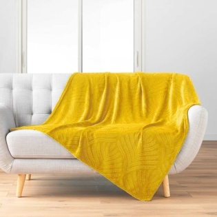 Plaid 125 x 150 cm flanelle relief unie nelia Jaune