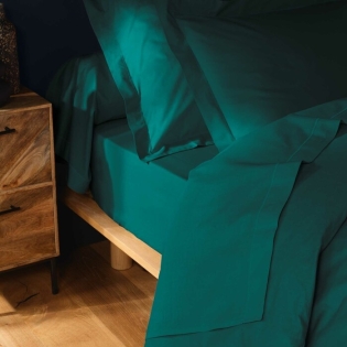 Drap plat 1 pers. 180 x 290 cm coton 57 fils Lina Emeraude