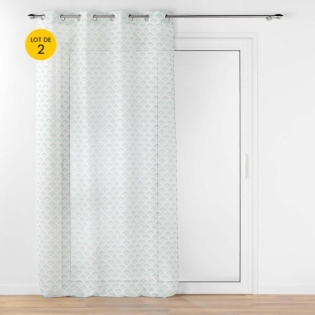 Lot de 2 Voilages art déco a oeillets 140 x 240 cm metallisé Lorea Sauge