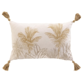 Coussin dehous. compr. pompons 30 x 50 cm coton/polyester imprime dune des place Sans