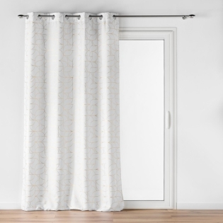 Rideau a oeillets 140 x 260 cm polyester imprime metallisé Louxor Blanc