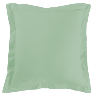 Taie d'oreiller volant plat 63 x 63 cm uni 57 fils lina +point bourdon Tilleul