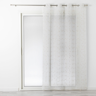 Voilage à oeillets 140 x 240 cm luminette fils metallises dixie Blanc/or