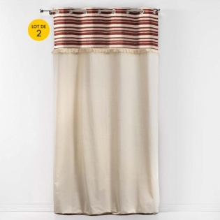 Lot de 2 Rideaux  tamisant en coton 140 x 240 cm Atlas Terracotta