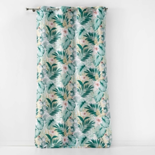Rideau a oeillets 140 x 280 cm polyester imprime kelly Blanc