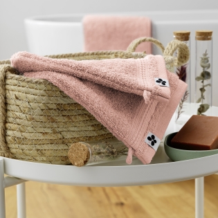 Lot de 2 gants 15 x 21 cm éponge unie garance rose poudré Rose