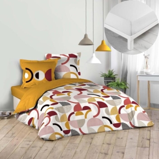 Pack parure de couette 240 x 220 cm Neoline + drap housse 140 x 190 x 30 Blanc