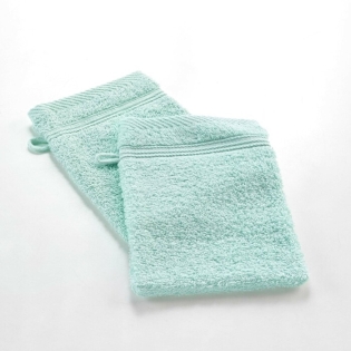 2 gants de toilette 15 x 21 cm eponge unie tendresse Celadon