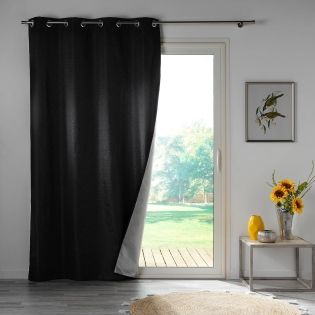 Lot de 4 rideaux à œillets occultants, thermiques et phoniques 140 x 260 cm - Darko Noir